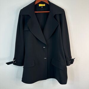 St. John Yellow Label Black Blazer Boyfriend Fit Women 16 Minimalist Career Luxe